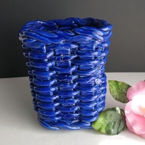 Italian Vintage Woven Basket Planter / Vase
